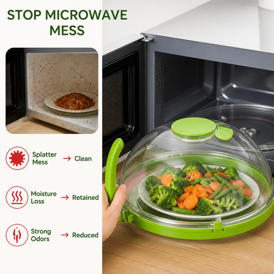 10" Clear Microwave Splatteriva™ — Lock In Nutrients and Ban Mess for Healthier, Tastier Meals Every Time