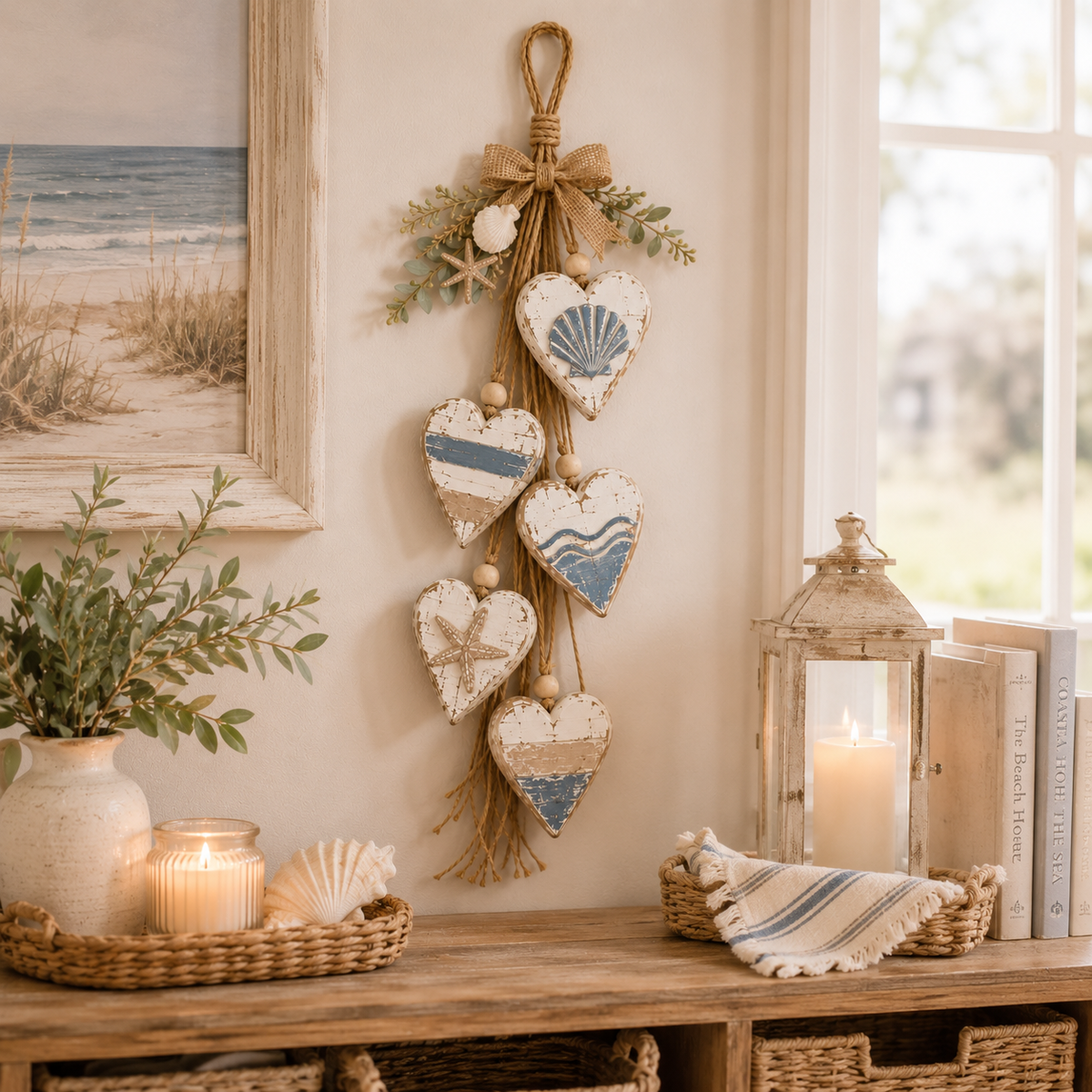 Hearthwick – Layered 5-Heart Rustic Hanging Wall Decor