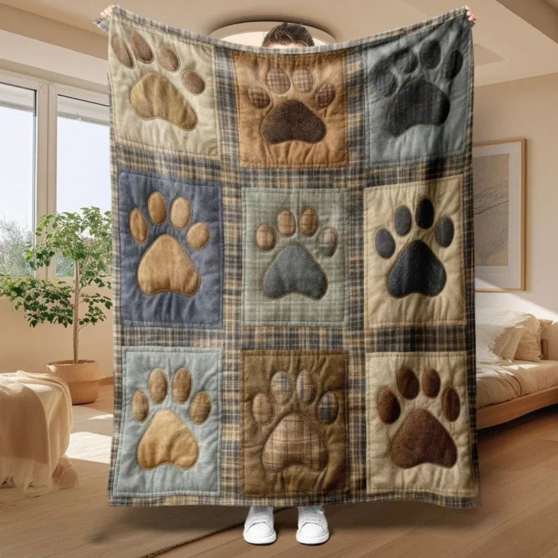 Pawhaven – Paw Print Flannel Throw Blanket