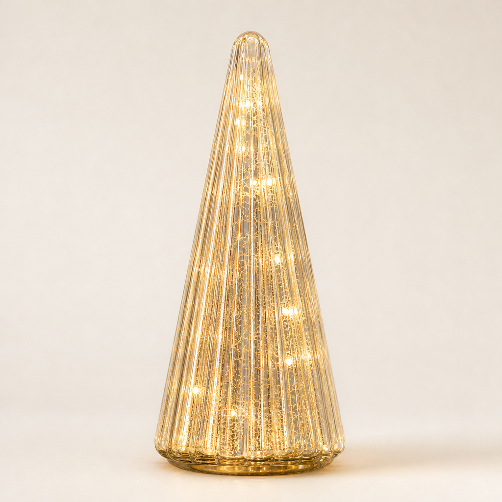 Glowmere – Mercury Glass LED Christmas Trees, Set of 5 + 50% OFF