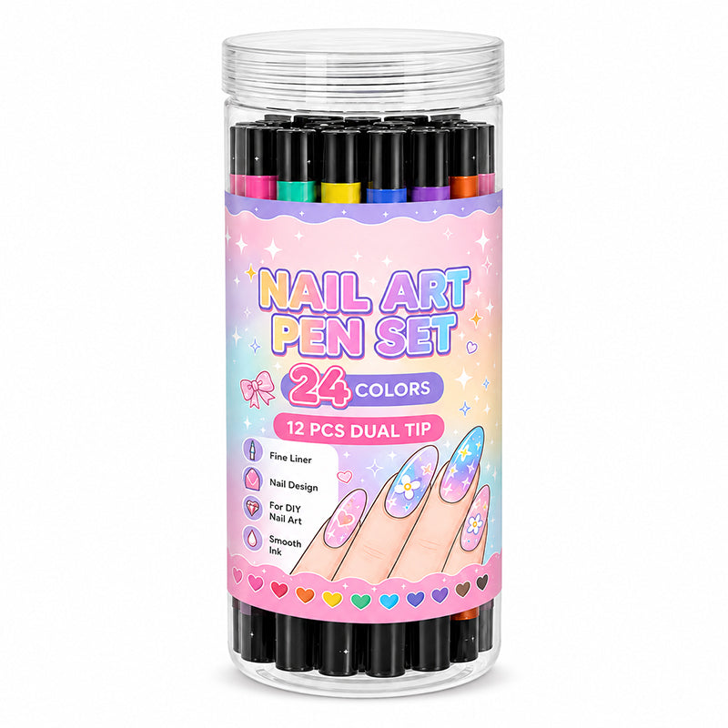 Dual-Ended Nail Art Pens (24 Colors)