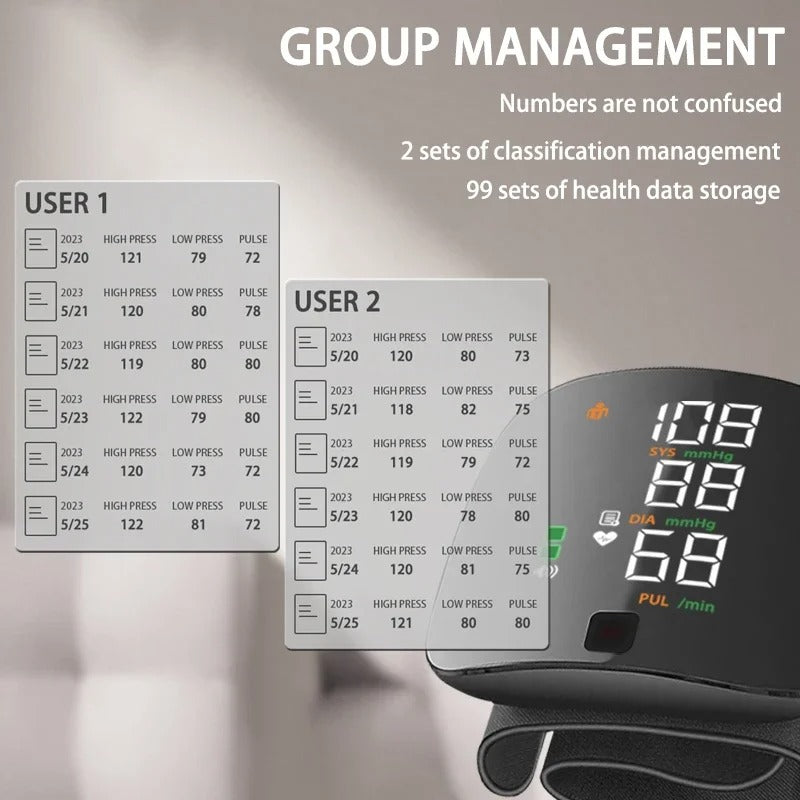 Portable Digital Blood Pressure Monitor with Voice Alert & Rechargeable Battery