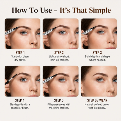 Linelle – Ultra-Fine 4-in-1 Waterproof Liner Pen for Brows, Eyes & Hairline
