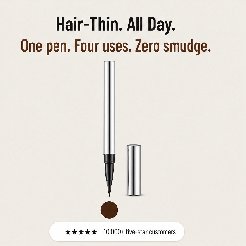 Linelle – Ultra-Fine 4-in-1 Waterproof Liner Pen for Brows, Eyes & Hairline