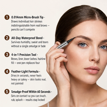 Linelle – Ultra-Fine 4-in-1 Waterproof Liner Pen for Brows, Eyes & Hairline