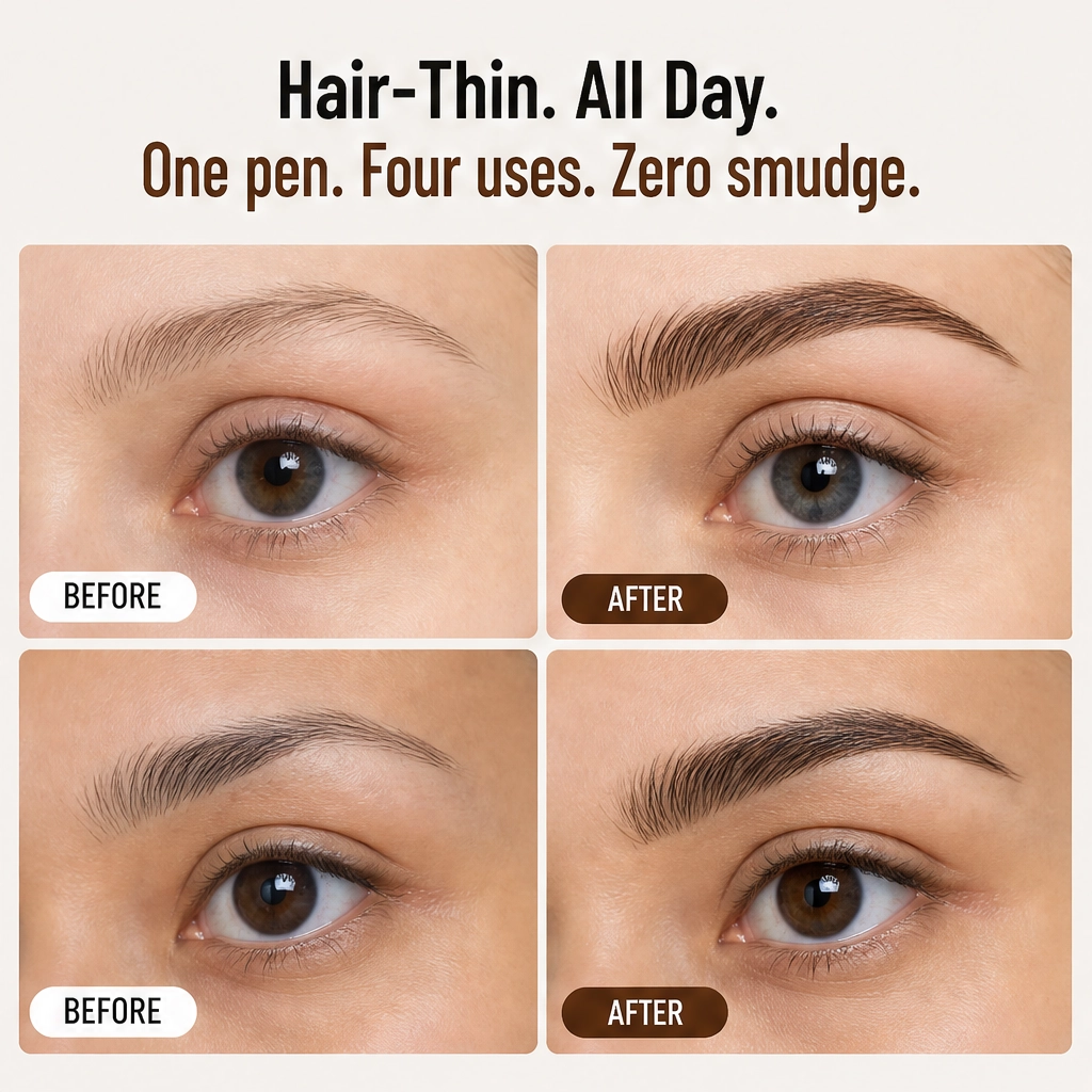 Linelle – Ultra-Fine 4-in-1 Waterproof Liner Pen for Brows, Eyes & Hairline