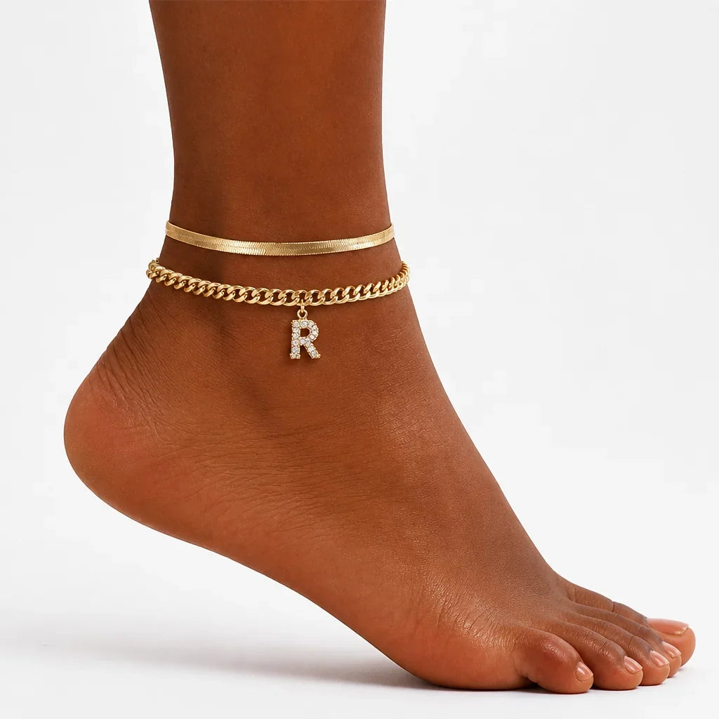 Monograméa™ Gold Initial Anklets — Wear Your Unique Story with Effortless Grace