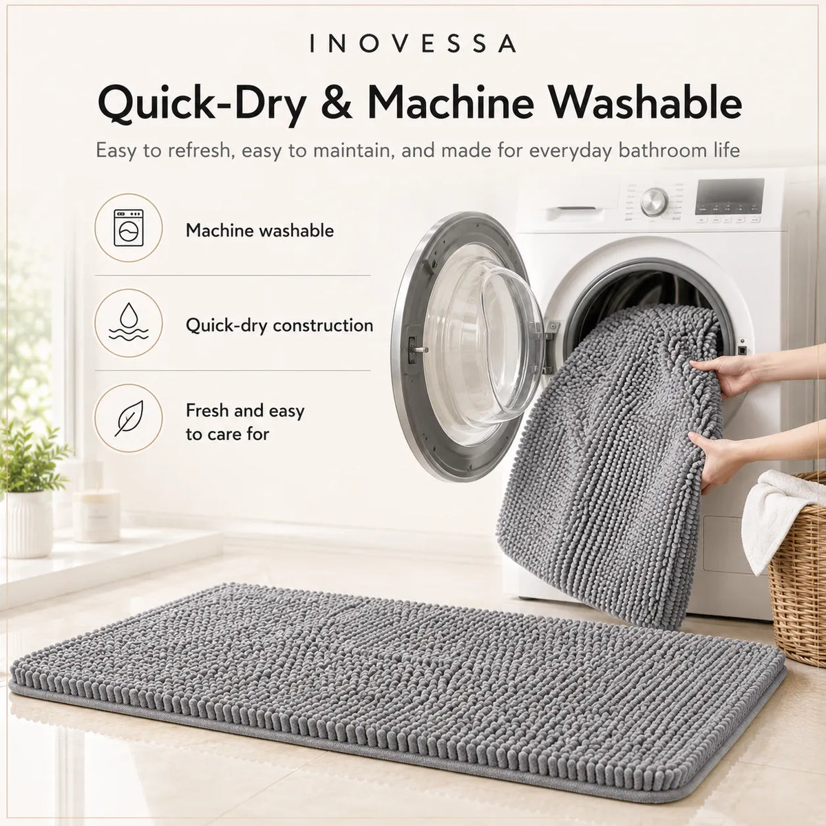 Kaelis Absorbent Chenille Bath Mat