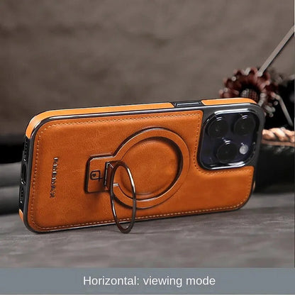 iPhone LuxeLeather Metal Stand Case