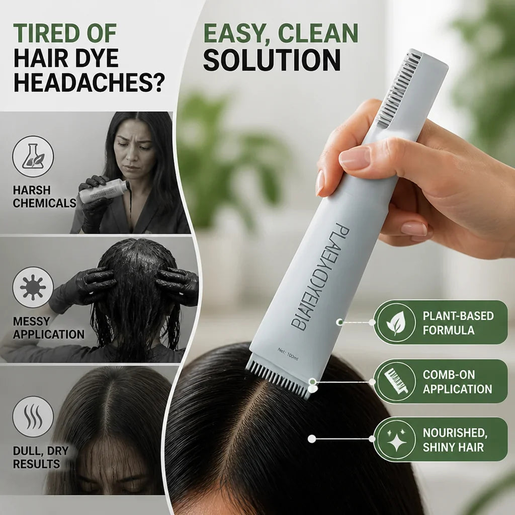 RavenLustre™ Comb Dye — Ignite Deep, Silky Black Shine That Feels Alive and Natural