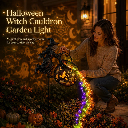 HexaGlow™ Halloween Witch Cauldron Garden Light – Magical Colors & Projections for Your Halloween Décor 🎃✨