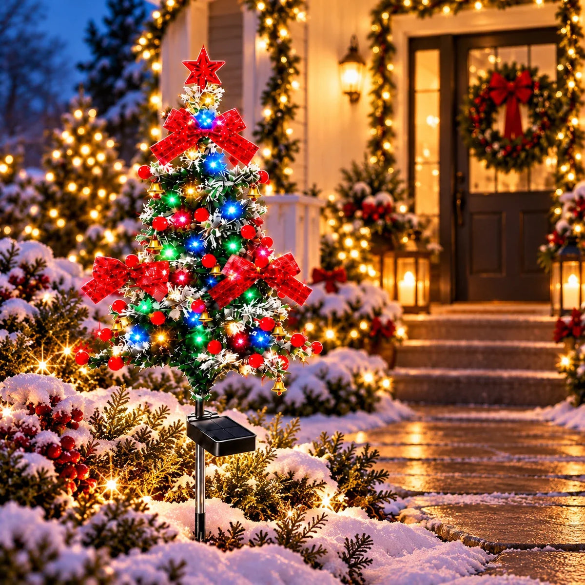 CedarGlow – Solar Multicolor LED Cedar Christmas Tree