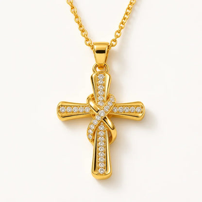 Solenne™ Gold Knot Cross Necklace — Wear Confidence That Lights Up Every Room