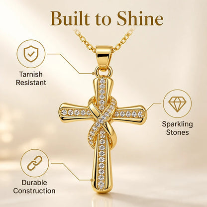 Solenne™ Gold Knot Cross Necklace — Wear Confidence That Lights Up Every Room