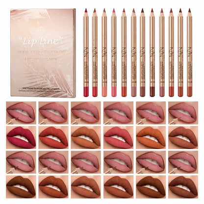 Poutelle™ 12-Shade Lip Liner Collection — Lock In All-Day Bold Beauty Without a Single Smudge
