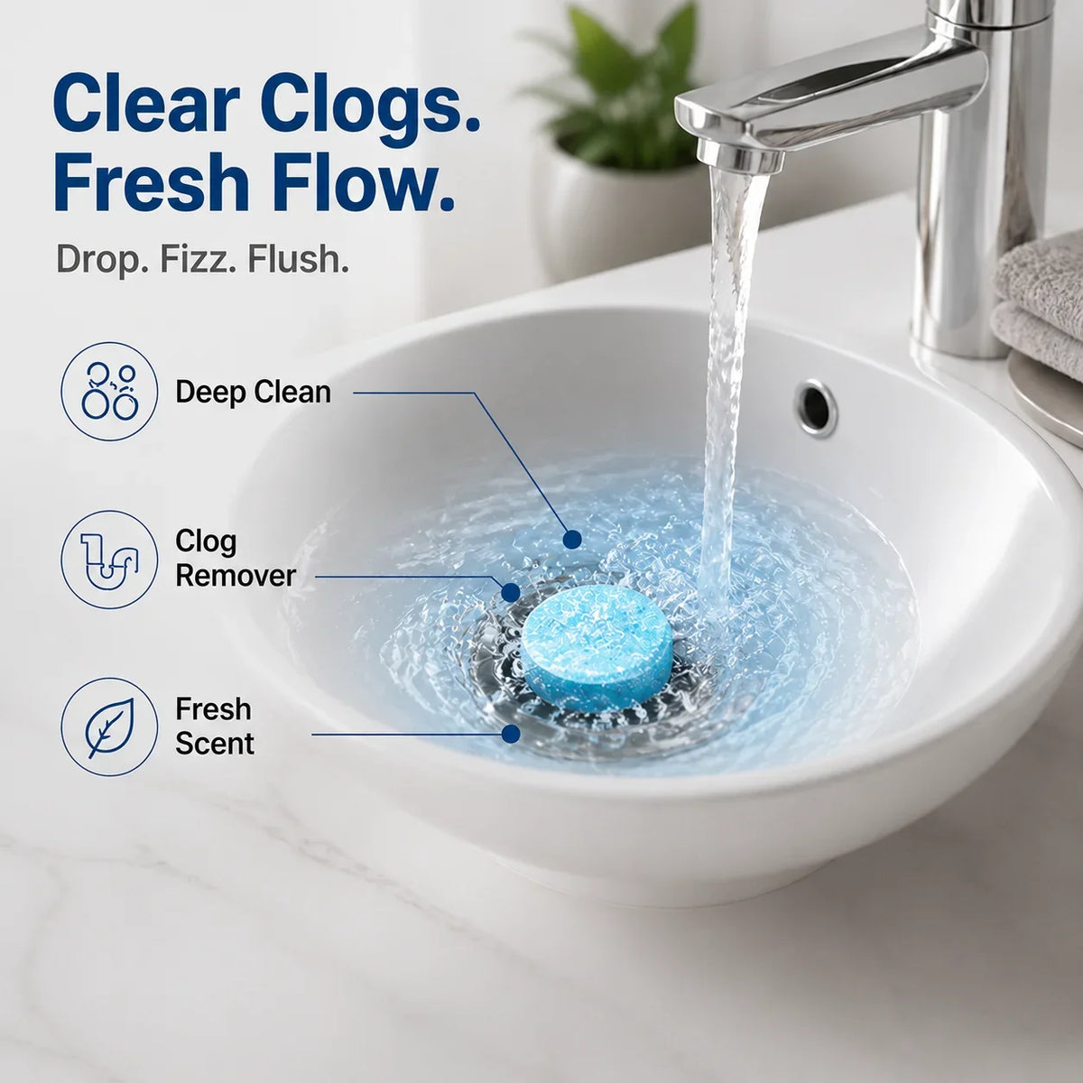 Purevia™ Effervescent Tablets — Effortless Fizzing Power That Clears Clogs and Refreshes Your Home Instantly