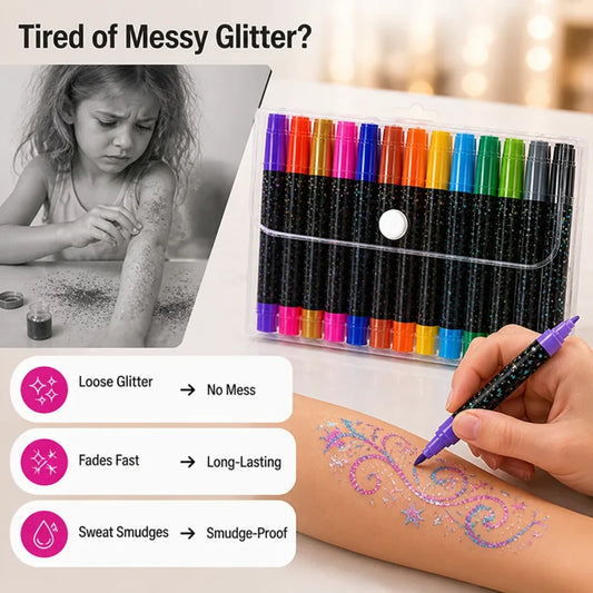 PrismGlitz™ 24-Color Dual-Tip Glitter Marker Set — Unleash Radiant Sparkle That Commands Every Eye