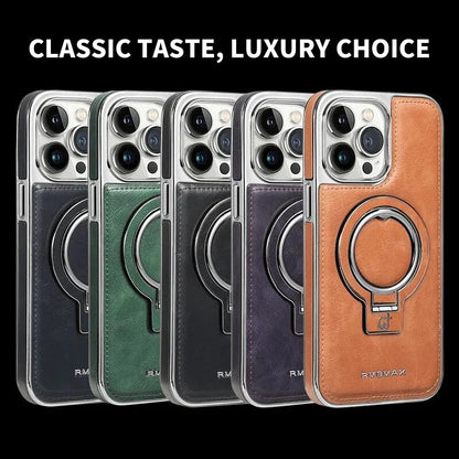 iPhone LuxeLeather Metal Stand Case