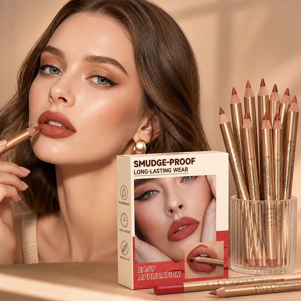 Poutelle™ 12-Shade Lip Liner Collection — Lock In All-Day Bold Beauty Without a Single Smudge