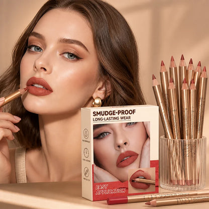 Poutelle™ 12-Shade Lip Liner Collection — Lock In All-Day Bold Beauty Without a Single Smudge