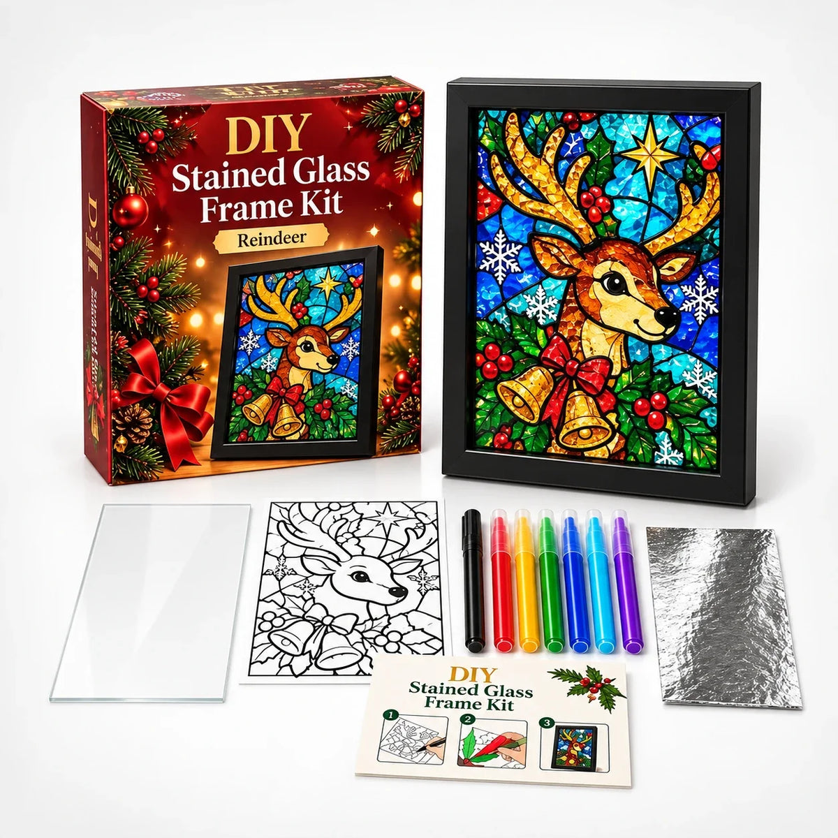 NoelGlow – Foil-Backed Christmas Stained Glass Art Kit