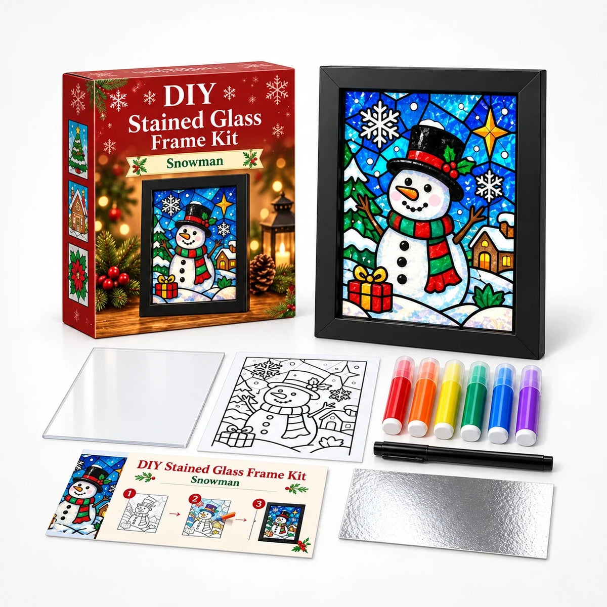 NoelGlow – Foil-Backed Christmas Stained Glass Art Kit