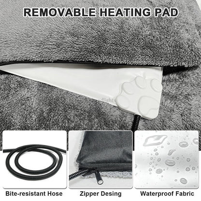 Heated Dog Bed with Adjustable Temperature and Removable Washable Cover