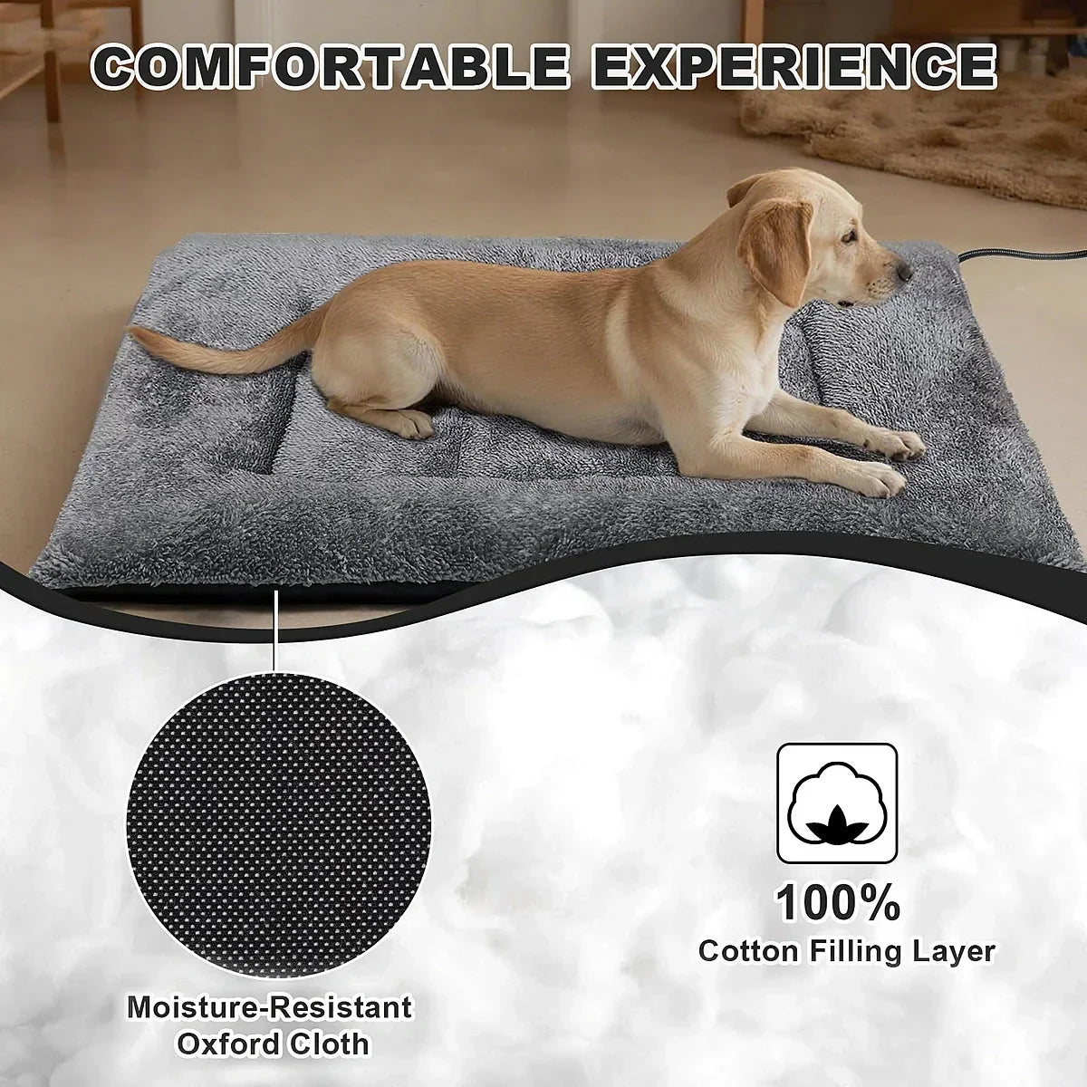 Heated Dog Bed with Adjustable Temperature and Removable Washable Cover