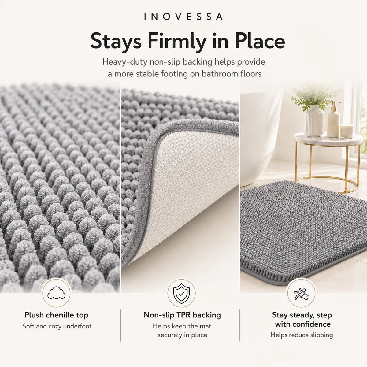Kaelis Absorbent Chenille Bath Mat