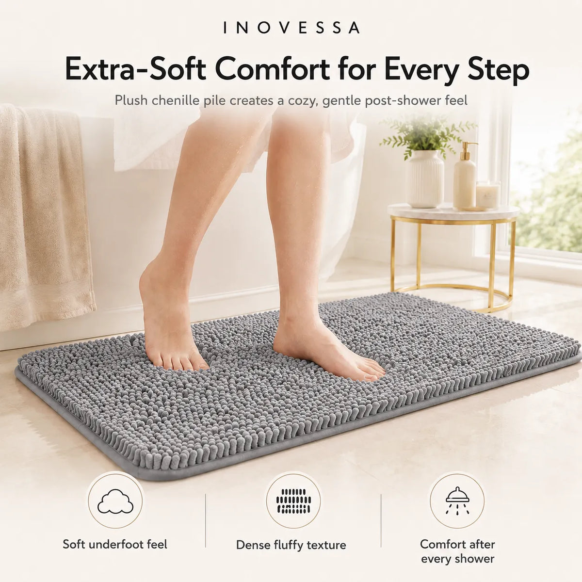 Kaelis Absorbent Chenille Bath Mat