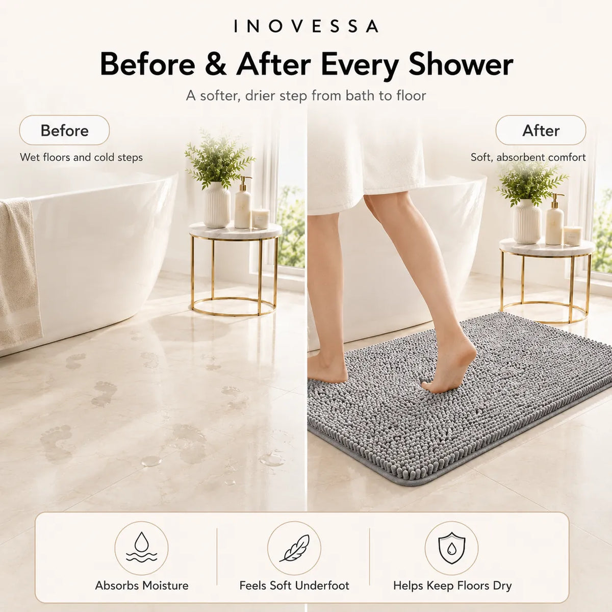 Kaelis Absorbent Chenille Bath Mat