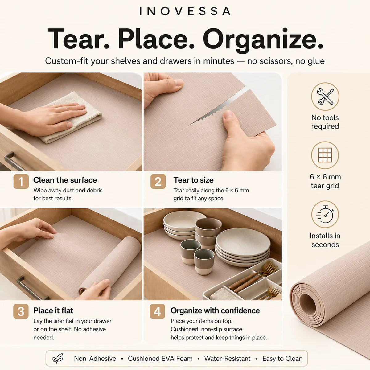 Linara Tear-to-Size Shelf & Drawer Liner
