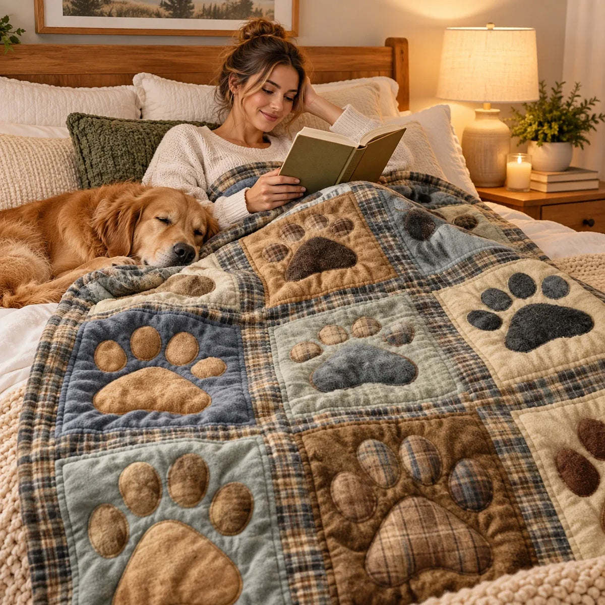 Pawhaven – Paw Print Flannel Throw Blanket