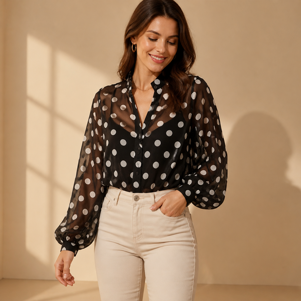 LyraLuxe™ Polka Shirt — Feel Confident, Fresh, and Effortlessly Stunning All Day