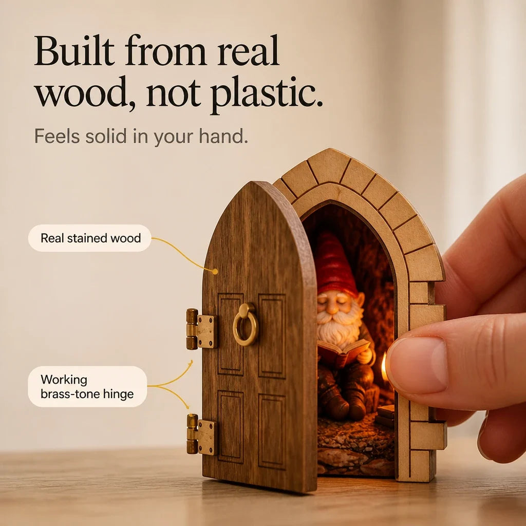 Hearthhollow – Illuminated Hidden Gnome Scene Miniature Door