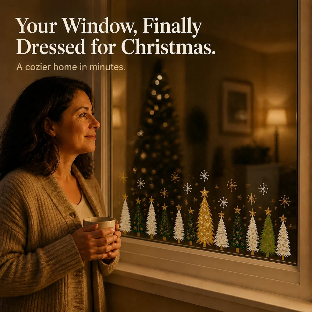 Pine & Merry – Christmas Tree And Snowflake Window Stickers