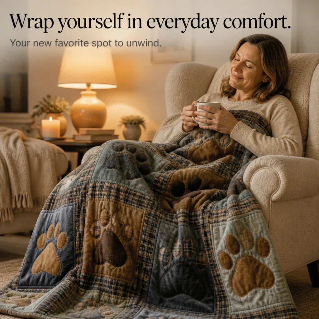 Pawhaven – Paw Print Flannel Throw Blanket