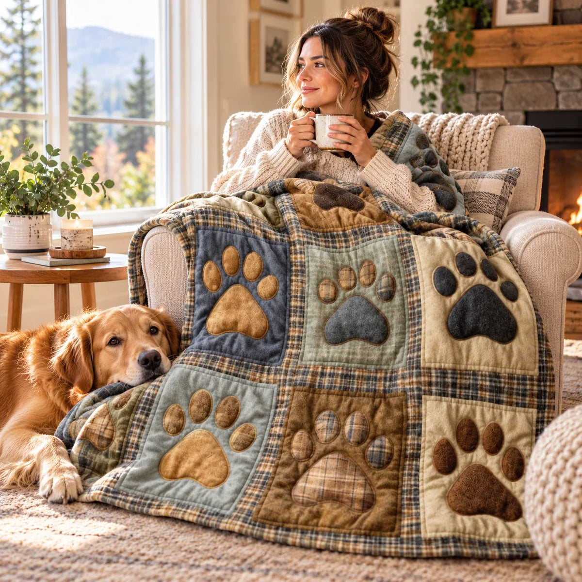 Pawhaven – Paw Print Flannel Throw Blanket