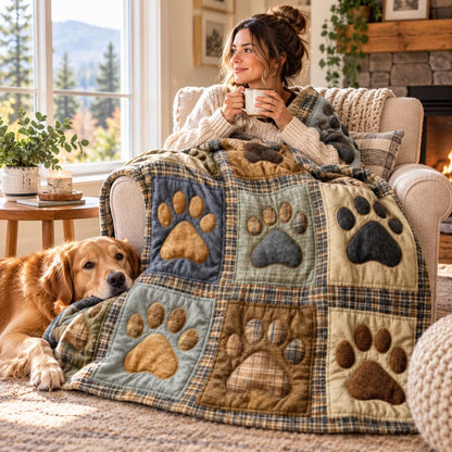 Pawhaven – Paw Print Flannel Throw Blanket
