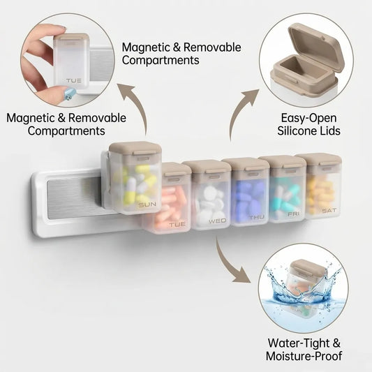 Aethel Magnetic Weekly Pill Organizer