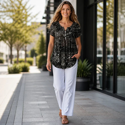 Lunessa™ V-Neck Top — Breeze Through Your Day in Effortless Cool Confidence