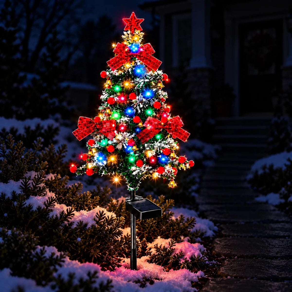 CedarGlow – Solar Multicolor LED Cedar Christmas Tree