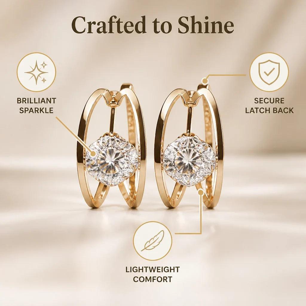 Eloria™ Double Hoop Earrings — Command Every Room with Effortless Glow and Weightless Confidence
