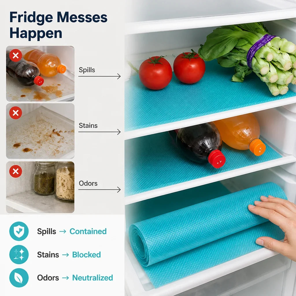 FridgeCush™ Liners — Turn Your Fridge Into a Fresh, Spotless Sanctuary Every Day