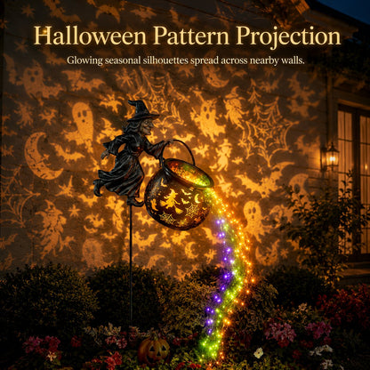 HexaGlow™ Halloween Witch Cauldron Garden Light – Magical Colors & Projections for Your Halloween Décor 🎃✨