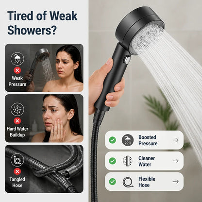 FlowSwitch™ 4-Mode Shower Head — high-pressure handheld shower head with multiple spray modes