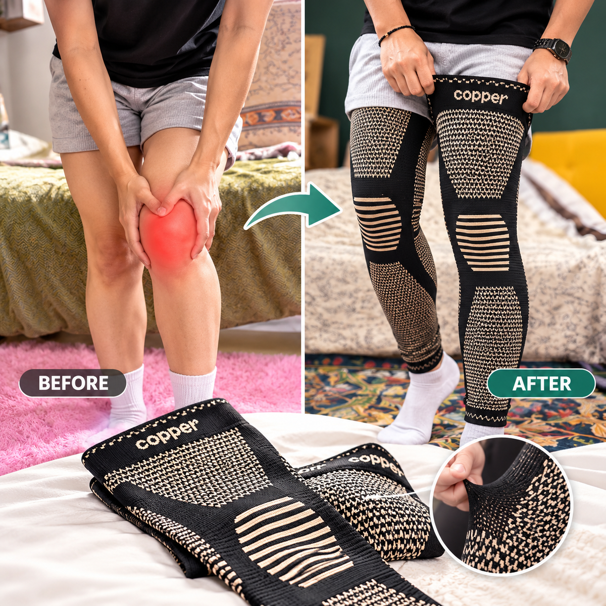 LegEase™ Long Compression Knee Sleeves – Support for Tired Legs
