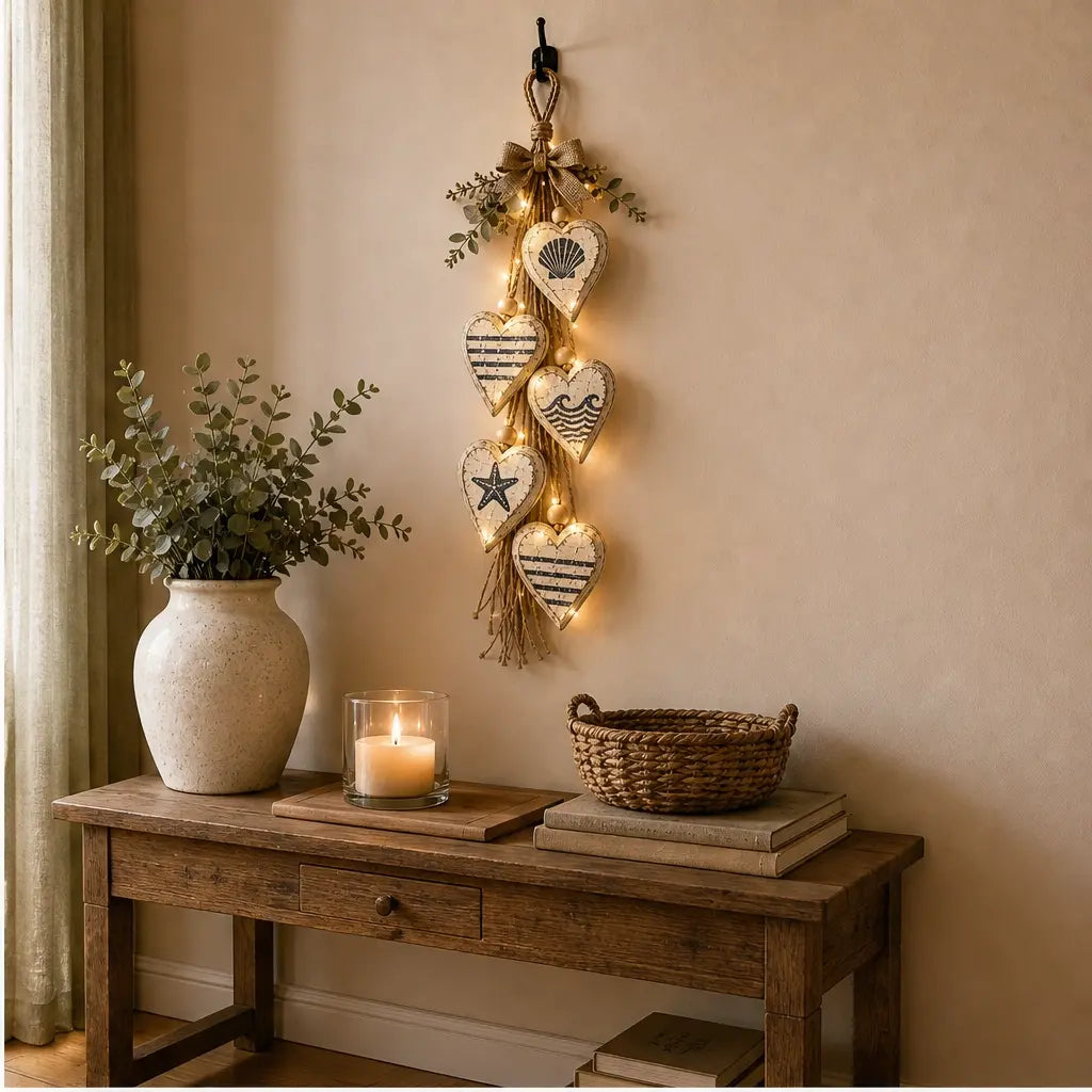 Hearthwick – Layered 5-Heart Rustic Hanging Wall Decor