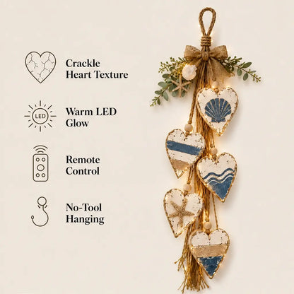 Hearthwick – Layered 5-Heart Rustic Hanging Wall Decor