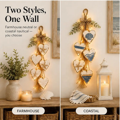 Hearthwick – Layered 5-Heart Rustic Hanging Wall Decor